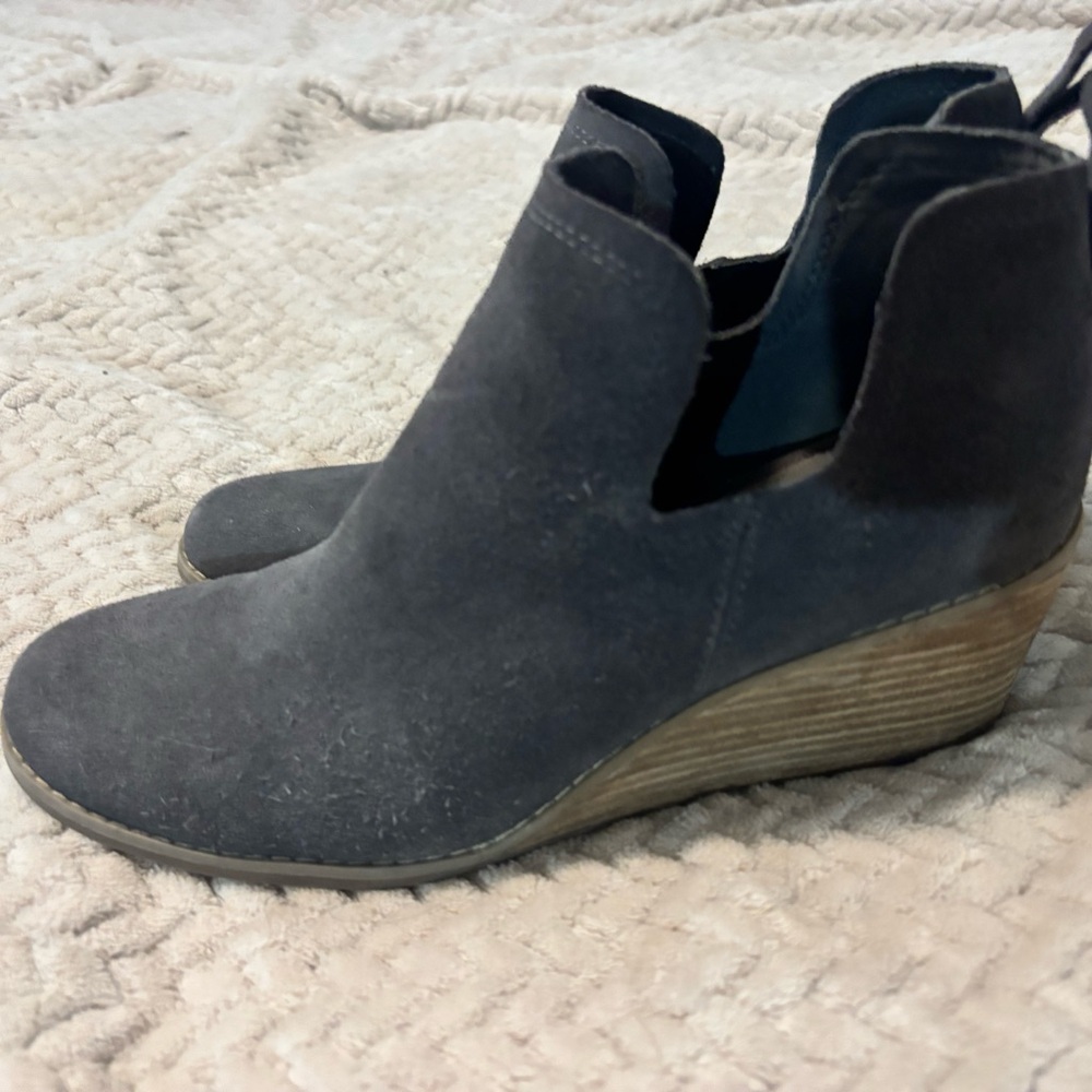 Toms Charcoal Suede Ankle Booties